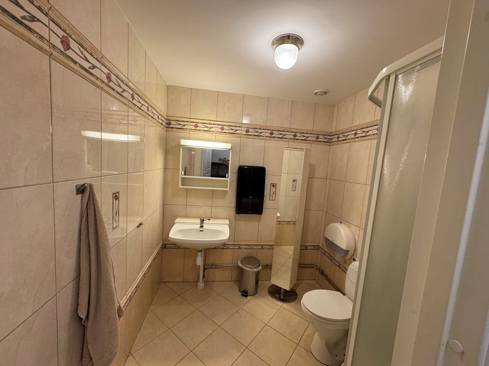 Hair dryer, soap, toilet paper