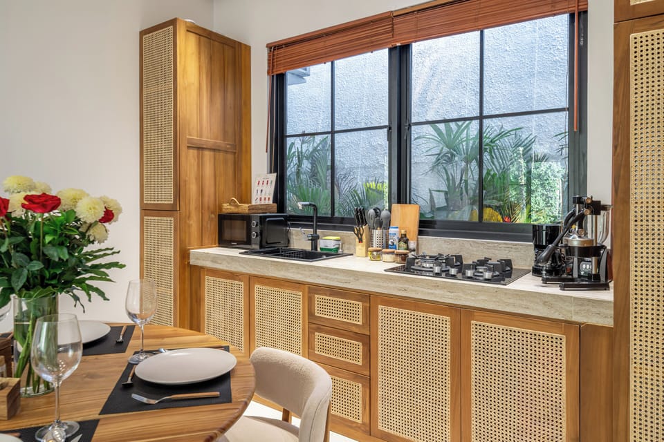 Luxury Villa, Pool View | Private kitchen | Coffee/tea maker, blender, spices, eco-friendly cleaning products