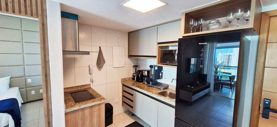 Premium Apartment | Private kitchen | Fridge, microwave, cookware/dishes/utensils