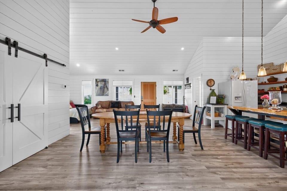 Dining Area | Wooden Dining Table | Open Layout & Ceiling Fan