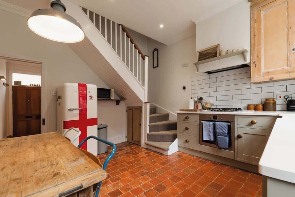 Kitchen:  With retro SMEG fridge