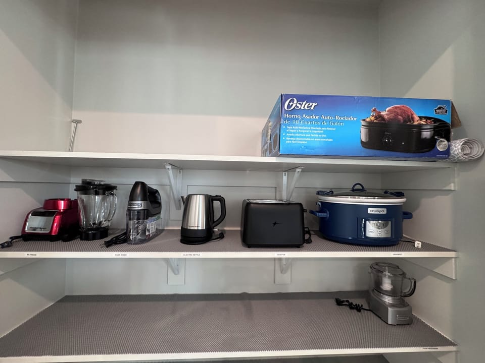Small appliances available to guests.
