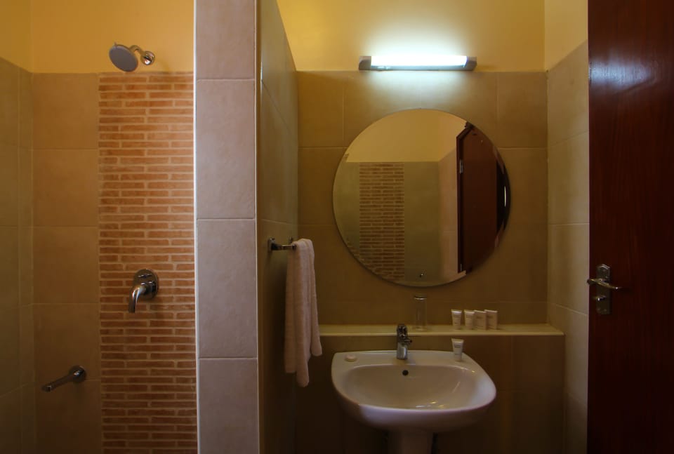 Shower, free toiletries, towels