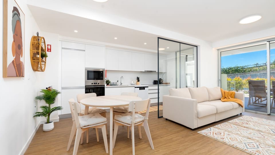 Bright and modern living spaces designed for comfort, with AC and natural light creating the perfect atmosphere to relax after exploring Madeira. 
#ModernApartment #MadeiraIsland #AirbnbMadeira #LovelyStay #TravelPortugal