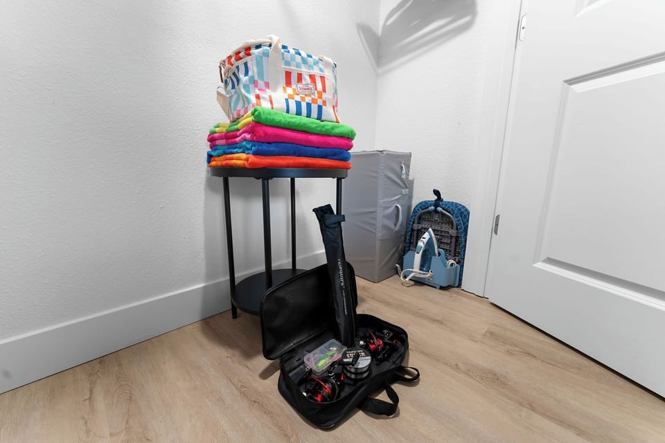 Thoughtful extras including fishing gear, pool towels, a cooler, and more.