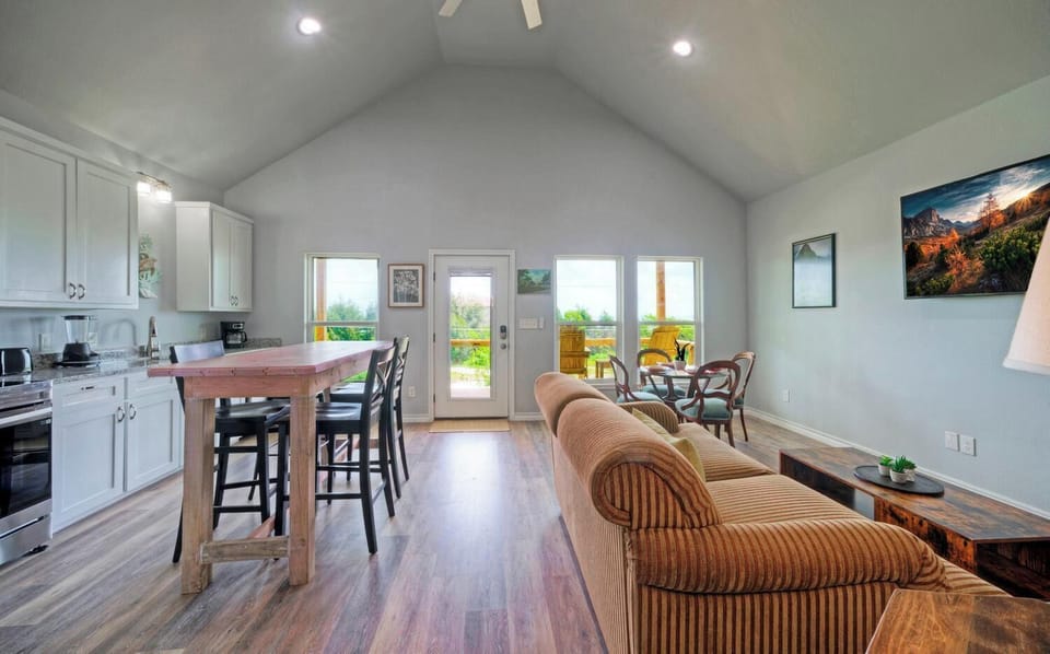 Open-concept living, dining & kitchen.