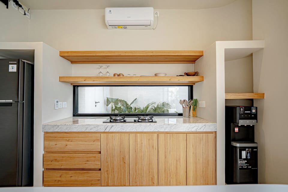 Villa, 1 Bedroom, Private Pool, Pool View | Private kitchen | Freezer, dining tables, kitchen islands