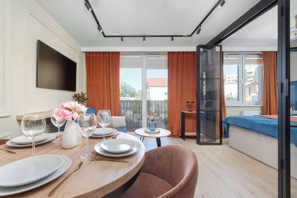 Dining area with a beautifully set table.