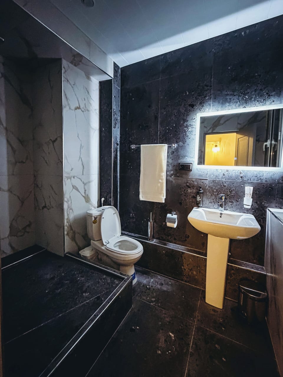 Towels, soap, shampoo, toilet paper
