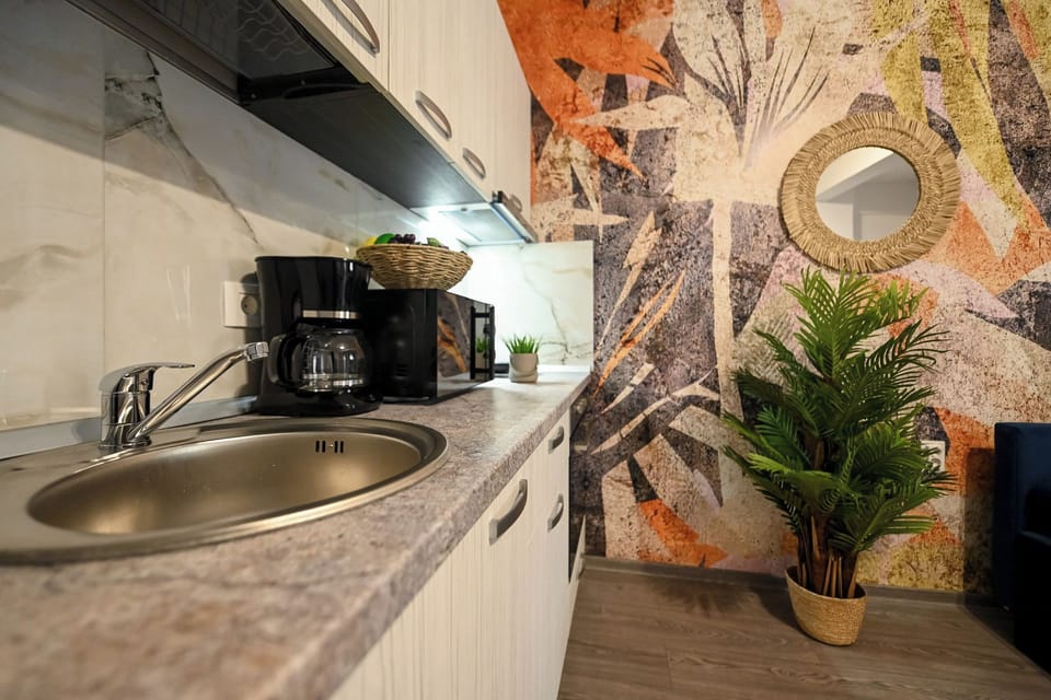 Full-size fridge, microwave, oven, stovetop