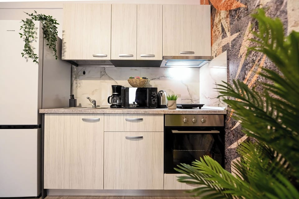 Full-size fridge, microwave, oven, stovetop