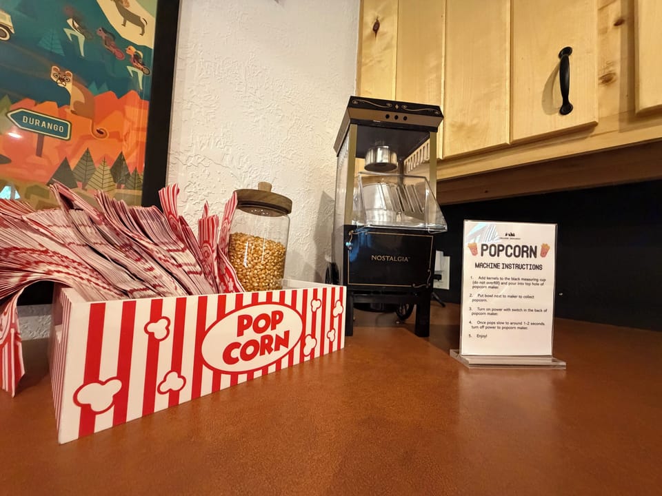 Popcorn machine for movie night.