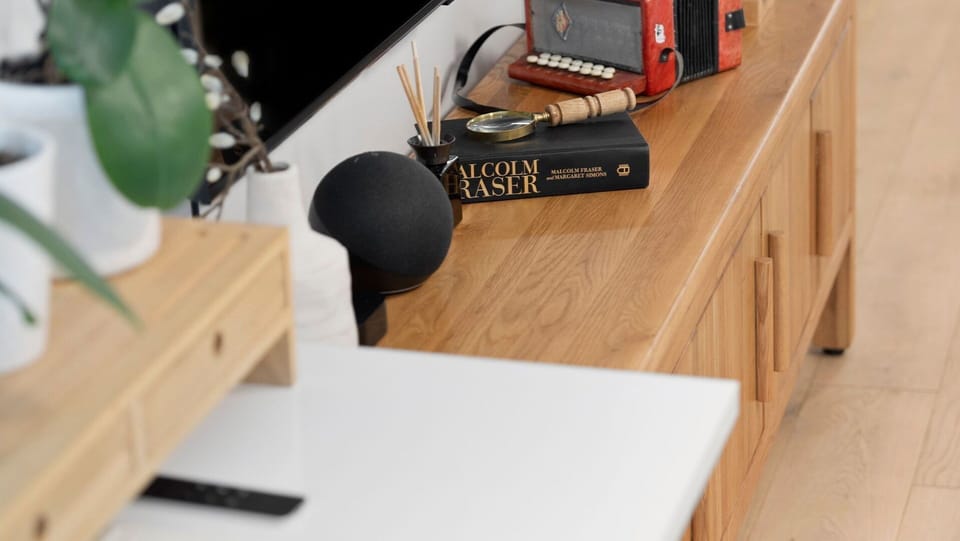 Clean, contemporary interiors with warm timber finishes throughout.