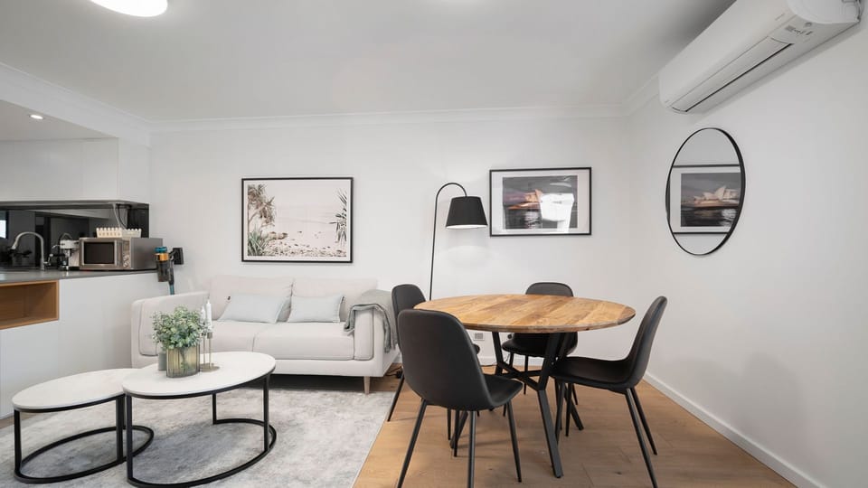Stylish dining nook with air-conditioning for year-round comfort.