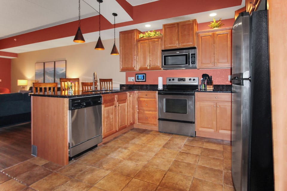 Four stools at the counter for dining or just chatting with the cook 