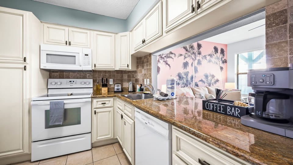 This cozy kitchen has all the essentials you will need to make this a memorable vacation.