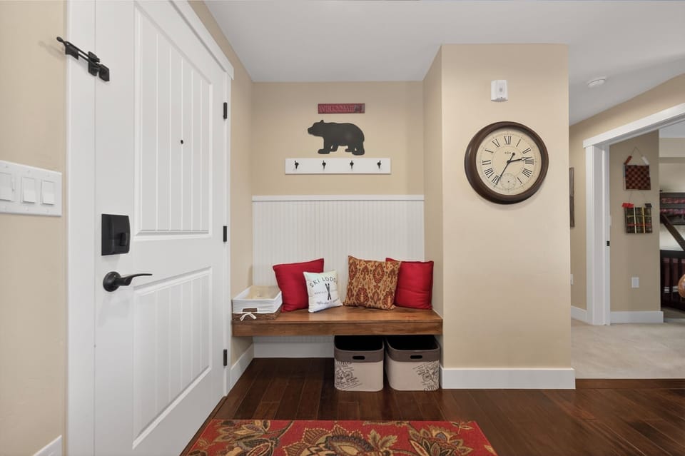 Our condo entryway with space for coats, etc.