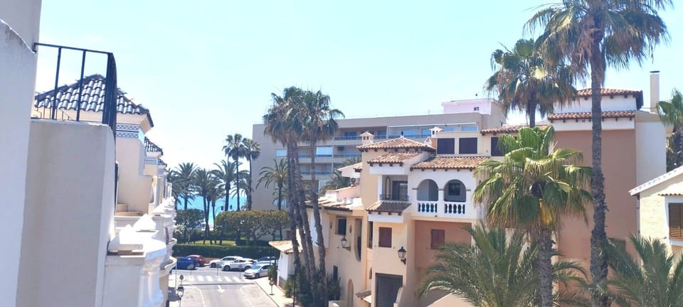 The view from the balcony just a stones
 throw from the beach