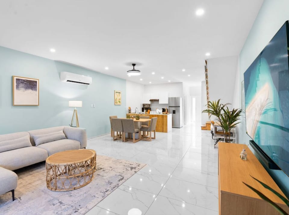 Relax indoors with air conditioning, a ceiling fan, and plenty of room to unwind
