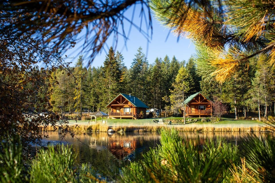 Lake views of Crescent Moon Cabin.