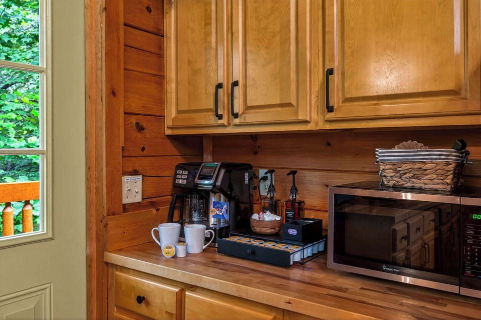 Fully stocked coffee bar