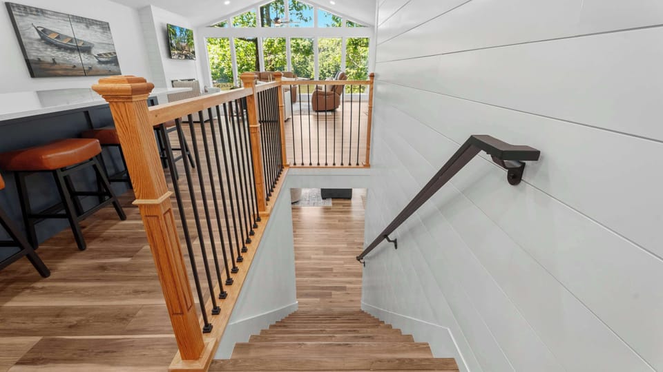 Head downstairs to explore more of this spacious lakeside retreat​