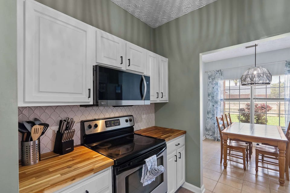 Kitchen and dining area with convenient flow for family meals