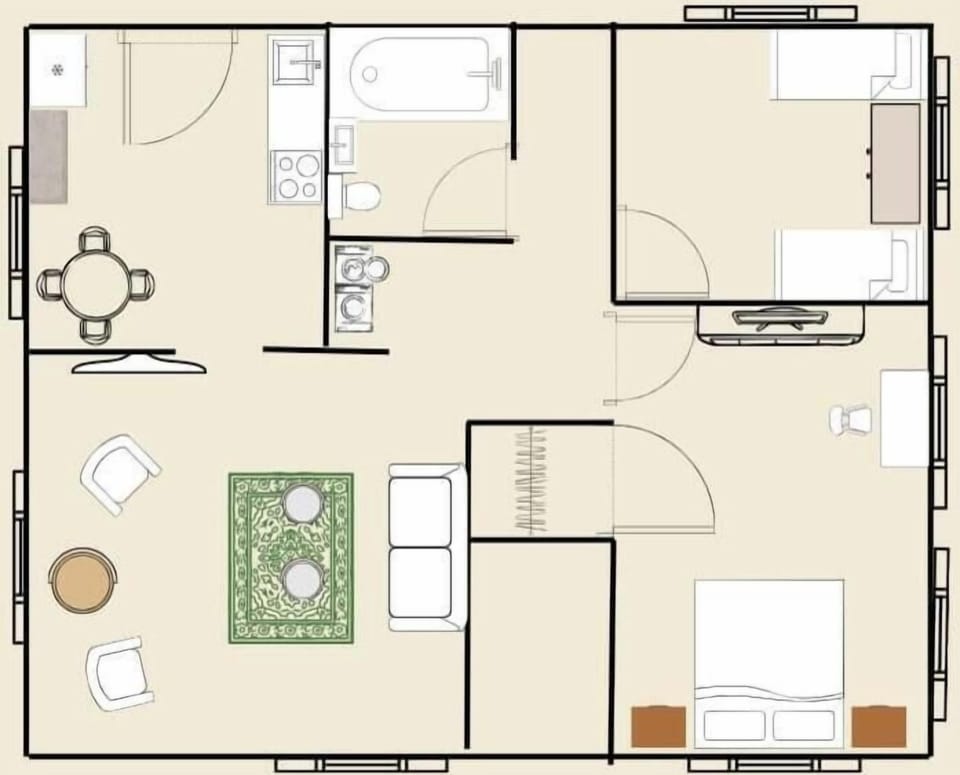 Floor plan of the apartment — not to scale, but it provides a good idea of the layout.