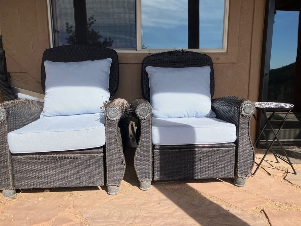 Cozy patio chairs for your morning coffee or evening cocktails