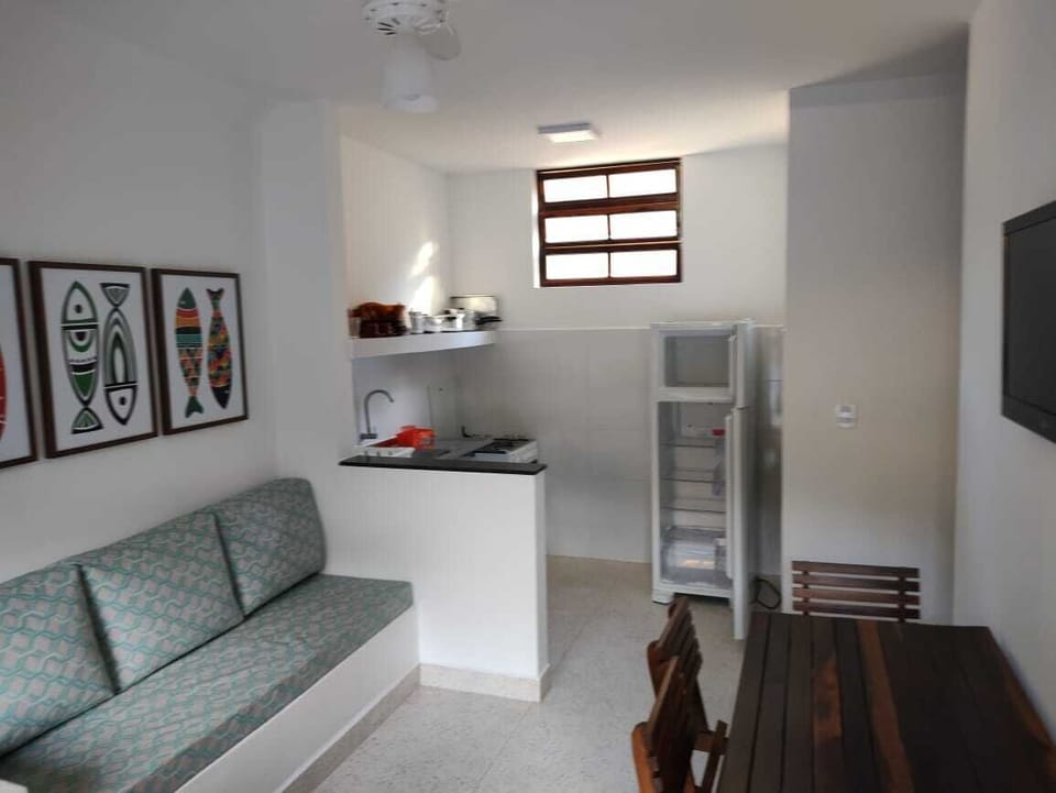 Fridge, stovetop, cookware/dishes/utensils