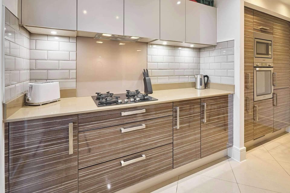 Fridge, microwave, oven, dishwasher