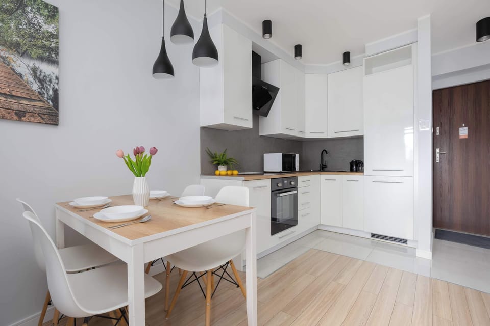 The fully equipped kitchenette includes everything you need for a home-cooked meal.