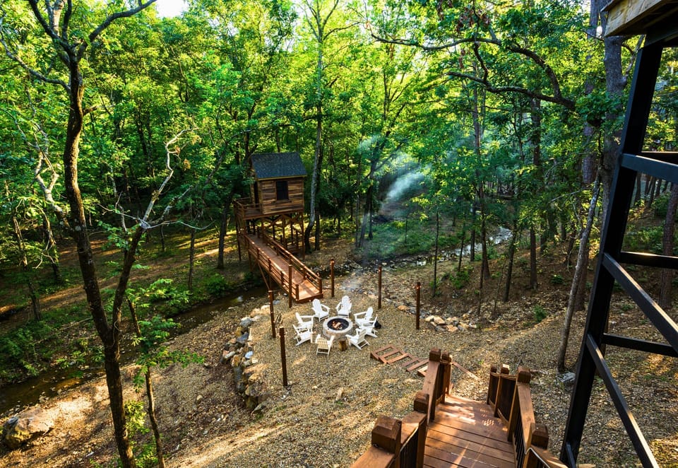 Escape into the woods with this playful treehouse, offering an enchanting space to explore and let your imagination roam.