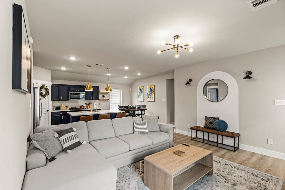 Open-concept layout with a living room and kitchen, perfect for comfort!