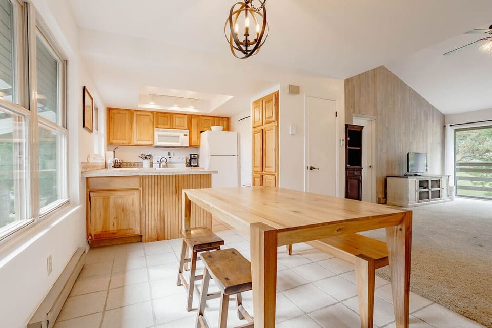 Dining area with patio views