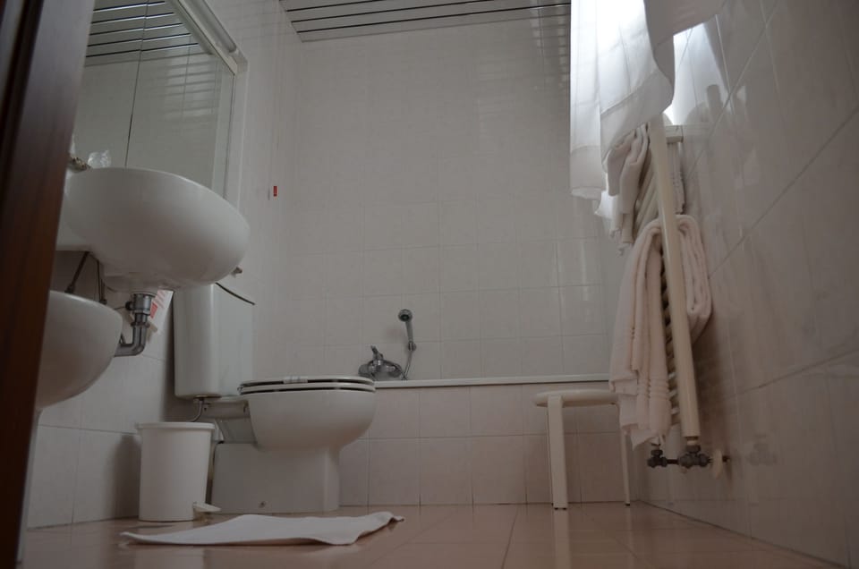 Combined shower/tub, deep soaking tub, hair dryer, towels