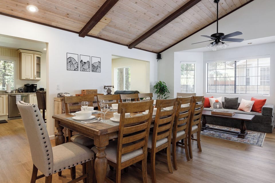 Enjoy your favorite meals around the spacious dining table that seats 10.