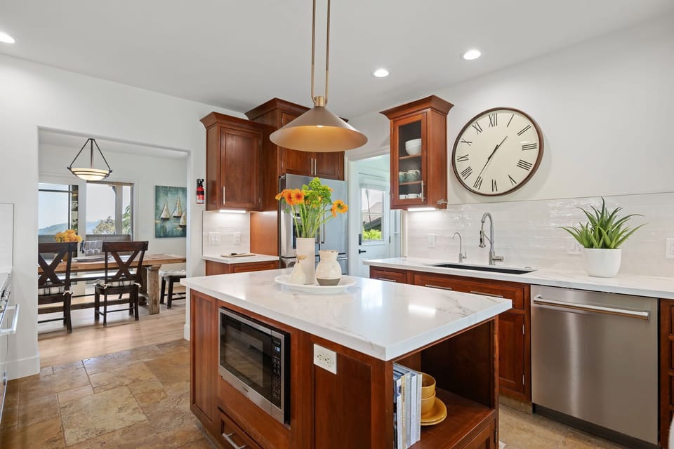 Just off the lovely dining room is an even more fabulous remodeled kitchen!