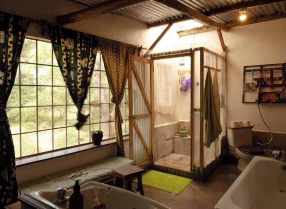 Shower, towels, soap, toilet paper
