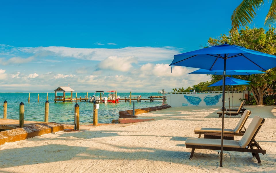 On the beach, sun loungers, snorkeling, kayaking