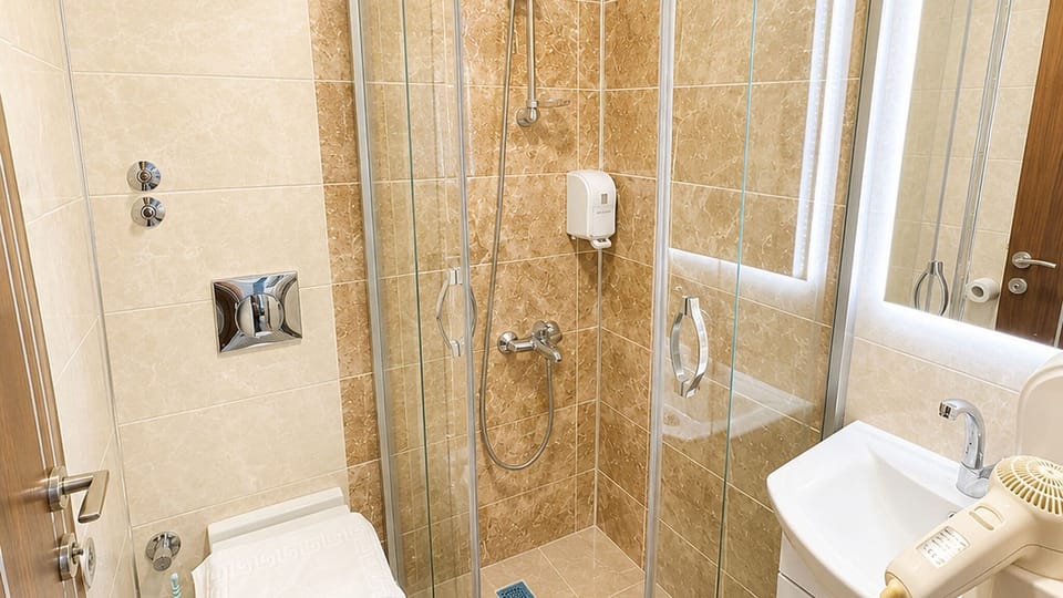 Free toiletries, hair dryer, towels, soap