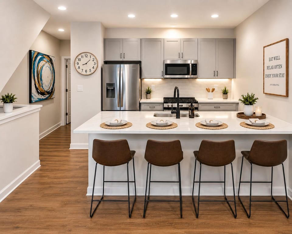 Modern kitchen ready for meals, coffee, and good vibes.