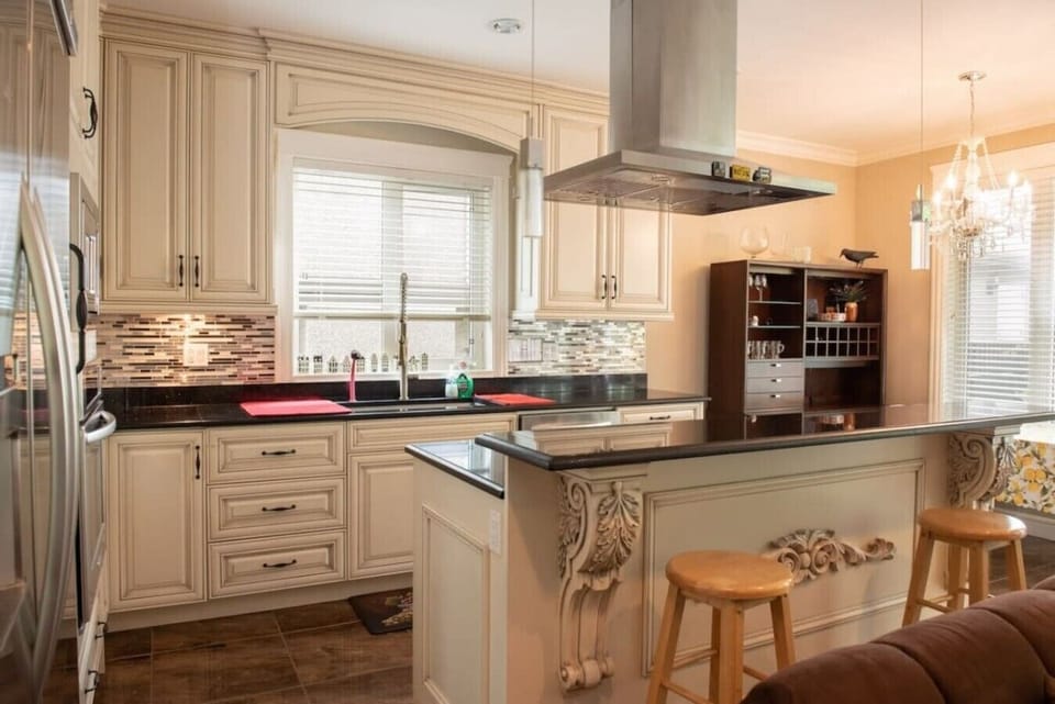 Spacious kitchen with island seating