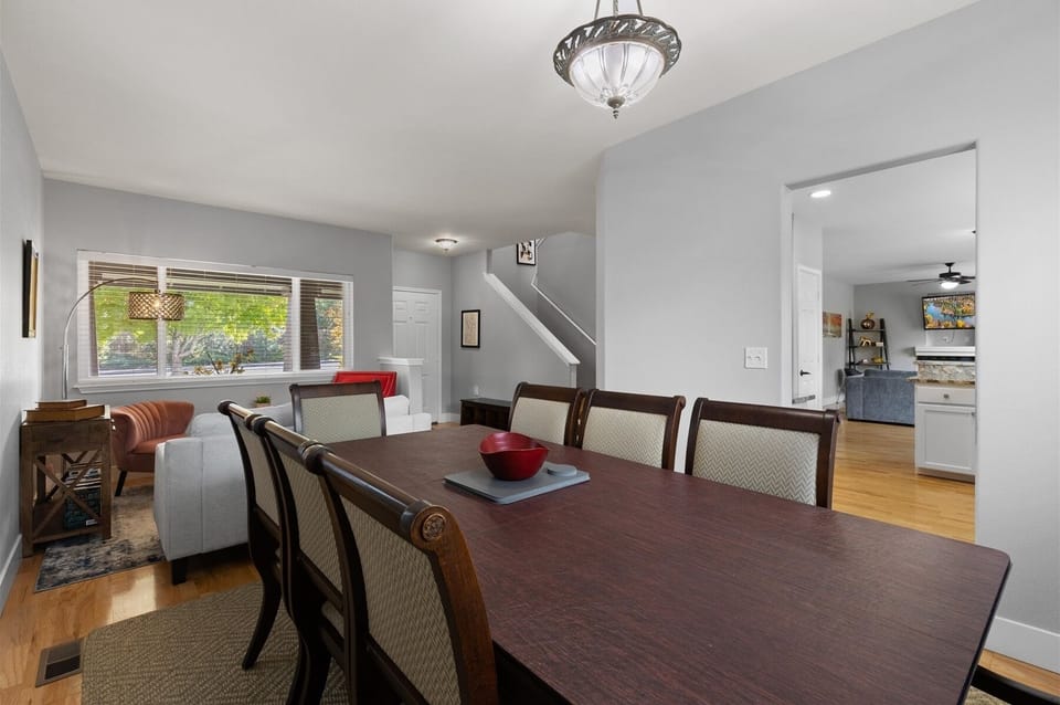 Gather comfortably with dining space for 8 guests.