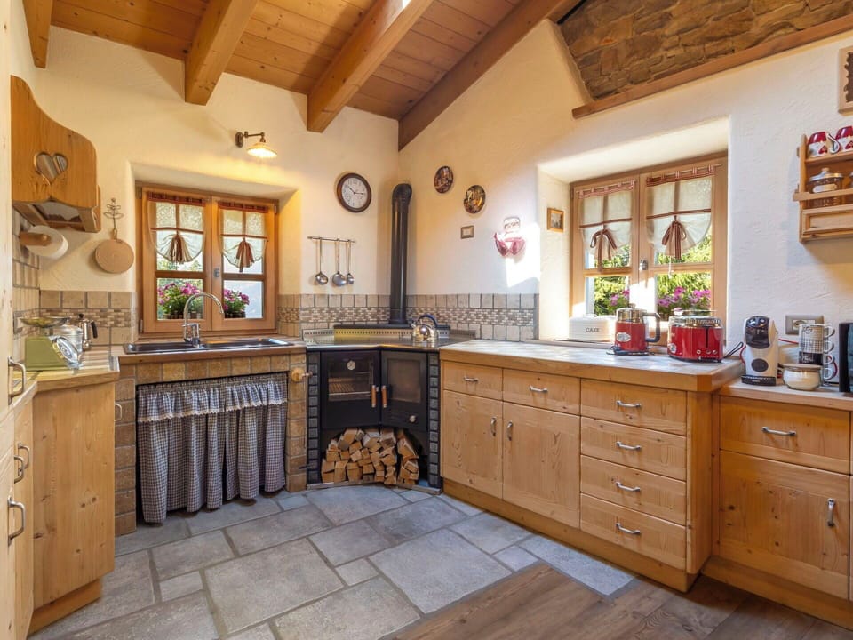 Kitchen, Furniture, Interior Design, Wood, Flooring, Cabinetry, Countertop, Kitchen Appliance, Floor, Home