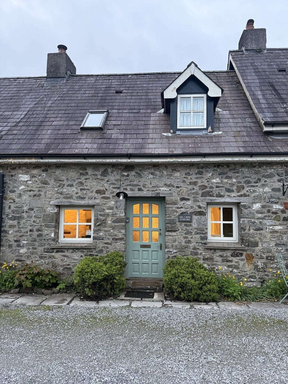 Warm glow of the cottage in the evening