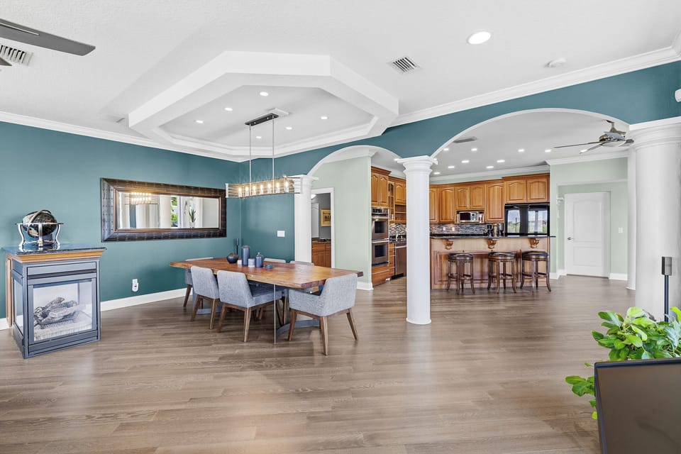 Dining table with seating for six