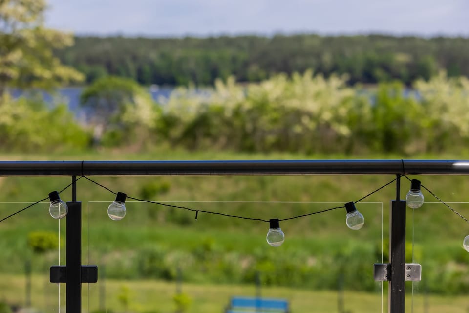 Decorative terrace detail with blurred natural background