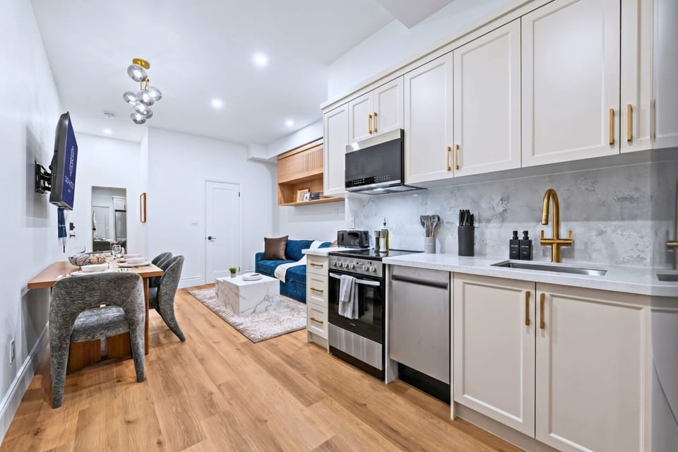 Open concept living, dining, kitchen, bedroom, and bathroom space thoughtfully designed for a complete and comfortable stay