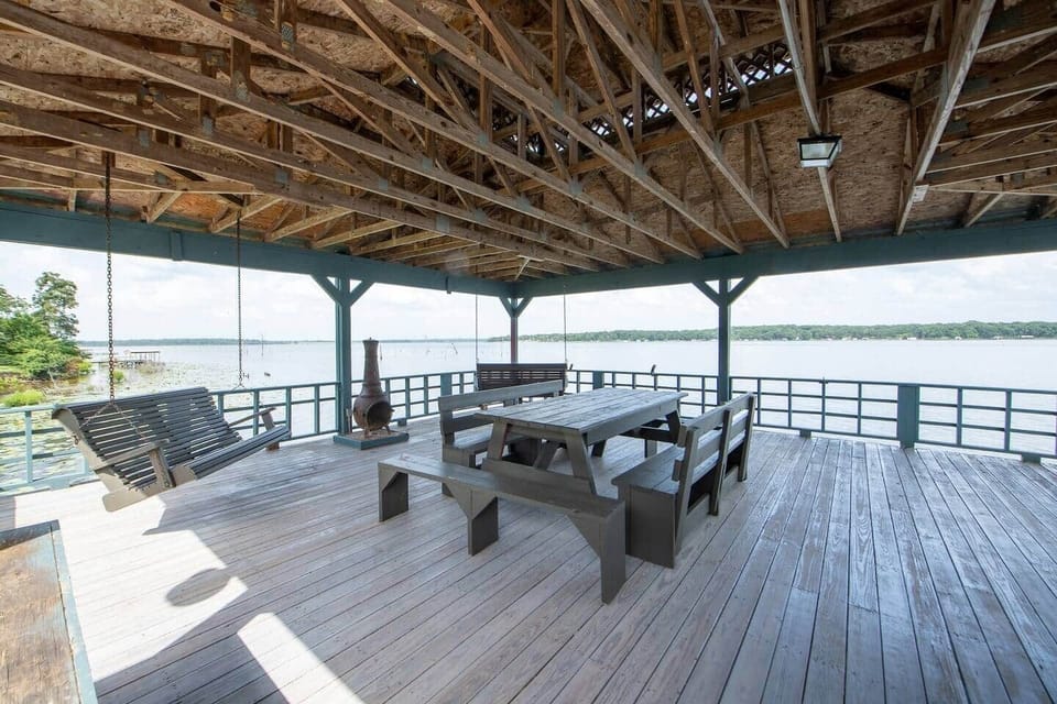 Boat house upper deck. Unique views of the lake and a great place to hang out and fish with shade